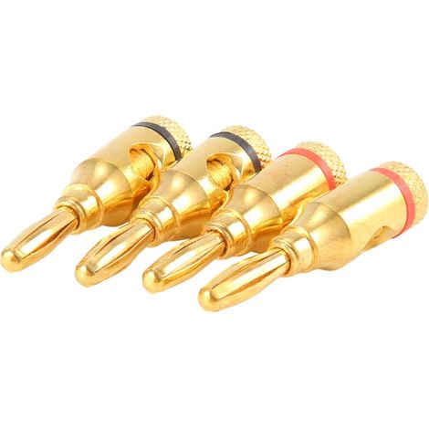 Fiches Banane 4 Mm Plaqué Or pour Connexion Câbles Enceintes Audio
