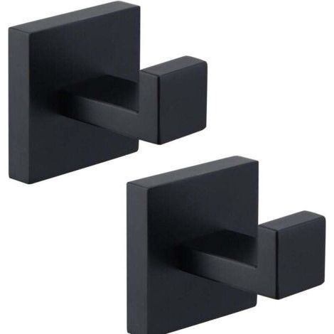 Set mit 2 mattschwarzen Handtuchhaken, Kleiderhaken aus Edelstahl 304, Handtuchhalter, Wandhaken im modernen Industriestil für Badezimmer (1/5)