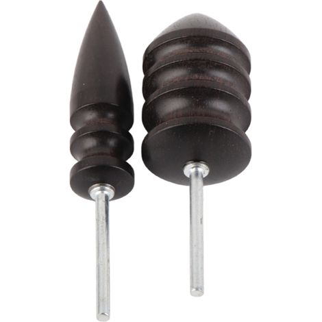 Juego de 2 herramientas artesanales para tallar cuero: pulidor de bordes y bruñidor redondo de madera.