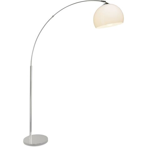 Lampadaire LED E27 60 W – Hauteur 166 cm – Finition chrome et blanc – Tête orientable pour éclairage ajustable – Brilliant