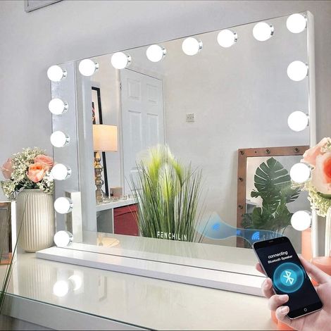 Miroir Bluetooth avec éclairage intégré, 18 LED à intensité réglable (1/5)