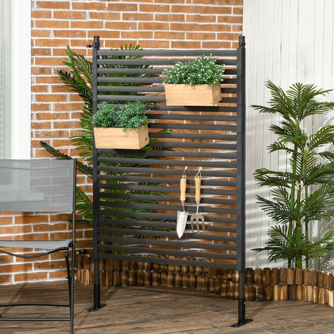 Panneau clotûre de jardin brise vue en métal extérieur avec pieds ou piquets à planter, modulaire, 93L x 22l x 150H cm