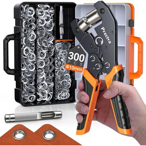 Oeillets Métalliques Kit,Pince à Oeillet à Cliquet 10mm, pour Bâches,Toile (1/5)