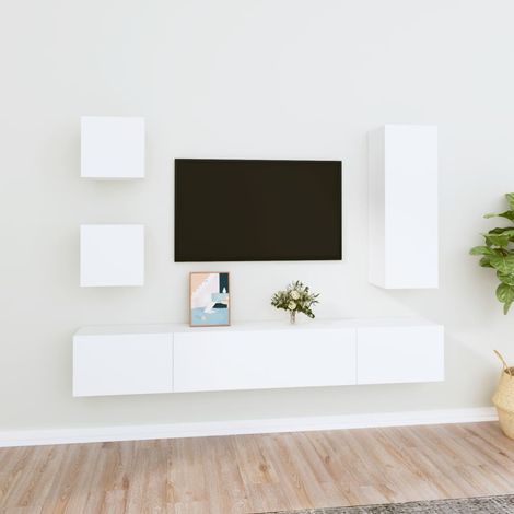 Ensemble de meubles TV 5 pcs pour Salon - Armoire TV Blanc Bois d'ingénierie BV424312 - BonneVie (1/5)