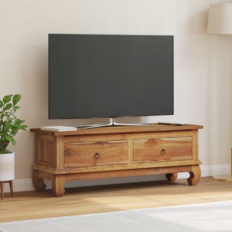 TV-Ständer Natur 110 x 35 x 40 cm Massivholz Teak