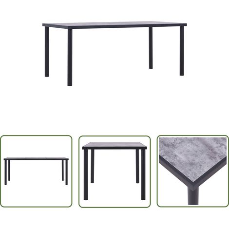 The Living Store Table à manger Noir et gris béton 180x90x75 cm MDF - Table À Manger - Table Moderne - Table Design - Table Noire - Table En Métal (1/5)