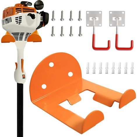 1 pack de crochets de rangement lourds pour garage 2 packs de crochets réglables pour rangement mural, support organisateur pour outils électriques pour coupe-bordure, taille-haie, mur de garage, coup (1/5)