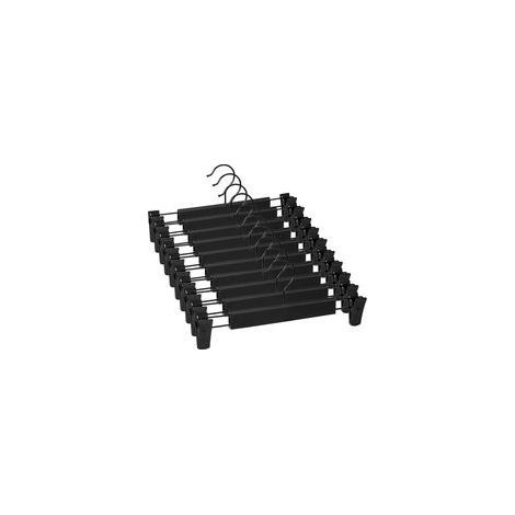 Lot de 10 Cintres pour Pantalon, Cintres Porte Jupes, avec 2 Pinces antidérapants et réglables, pour Pantalons Suspendus, Chaussettes, Jupes Noir (1/5)