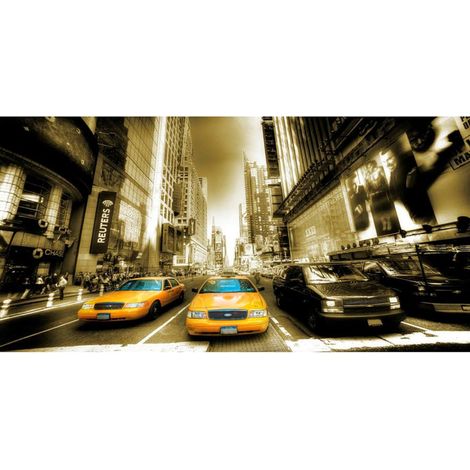 Wandbild 60x30cm Lackbild Leinwand Kunstdruck Poster Wanddeko Bilder Panorama - Taxi