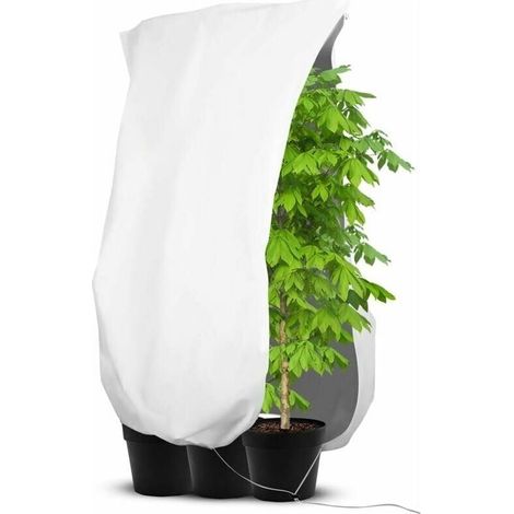 Housse de protection pour plantes d'hiver, Housse d’Hivernage pour plantes de jardin éutilisable, Housse Hivernage Plante avec fermeture éclair et cordon de serrage - Blanc - 1 Pack 120 x 180cm (1/4)