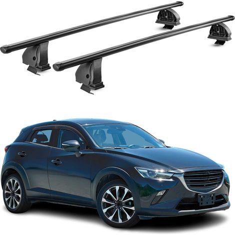 OMAC Stahl Dachträger Querträger Mazda CX-3 2015-2021 – TÜV / DIN 75302:2019 – Abschließbar – Max. 75 kg – 2 Stangen – Schwarz (1/5)