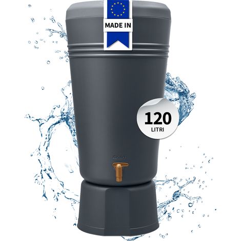 4rain AZURA 2in1 serbatoio per pioggia 120 litri grigio grafite incl. ciotola per piante e supporto