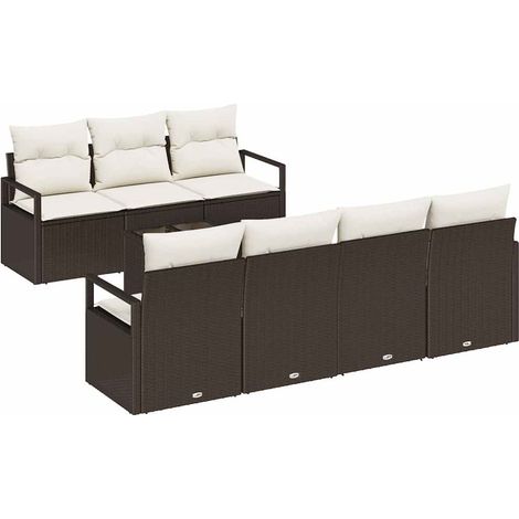 Maison Exclusive - Gartensofa-set mit Kissen 8 pcs Braun und Crem