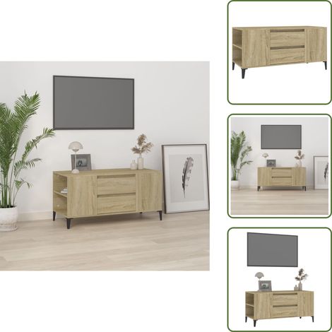TV-Schrank Sonoma-Eiche 102x44,5x50 cm Holzwerkstoff - TV Schrank - Holzwerkstoff - Industrieller Stil - Fernsehtisch - Regal (1/5)