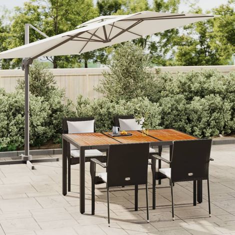 Ensemble à manger de jardin coussins 5 pcs-Salon de jardin Noir Résine tressée 756417 (1/5)