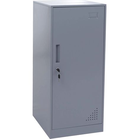 Armoire vestiaire métallique avec tringle et étagère amovible 90x38x45 cm acier gris 040008964 (1/5)