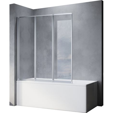 SONNI Badewannenfaltwand 3-teilig faltbar 130x140cm Badewannenaufsätze Badewanne Glas Nano Duschwand ohne Seitenwand (1/5)