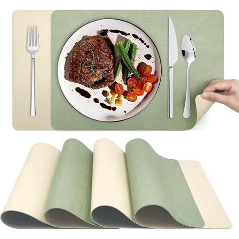 Waschbares und rutschfestes Platzset – Wendbar – PVC-Tischsets – 43 x 30 cm – 4er-Set (1/5)
