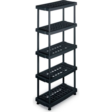 Terry 1001251 Scaffale Modulare con 5 Ripiani, da Interno Esterno, Nero, 79x39x176 cm (1/4)