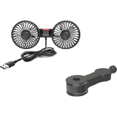 Ventilateur de voiture électrique à pince, appuie-tête, double tête rotative à 360°, 3 vitesses, pour siège arrière (FDQ) (1/5)
