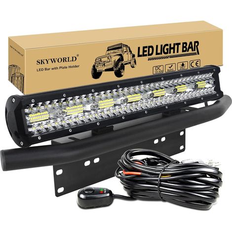 50CM 420W Barre Led avec Plaque Immatriculation et 12V Câblage Kit Barres Lumineuse Led, Support de Plaque D'immatriculation, Faisceau de Câblage Kit pour Offroad Voiture Véhicules SUV Camion (1/5)