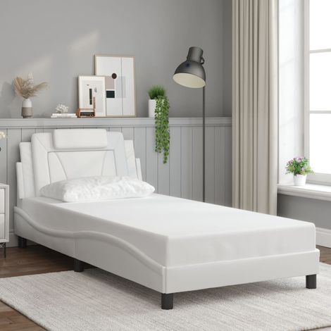 Estructura de cama Viana sin colchón cuero sintético blanco 100x200cm (1/5)