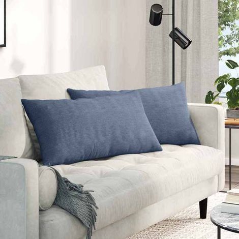 Coussins de canapé - 42013734 - Bleu - Velours côtelé - Lot de 2 (1/5)