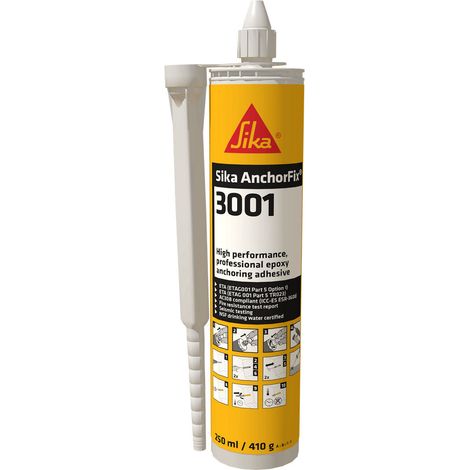 Sika AnchorFix®-3001 - Anclaje químico epoxi puro tixotrópico - 250 ml - Cartucho - Gris