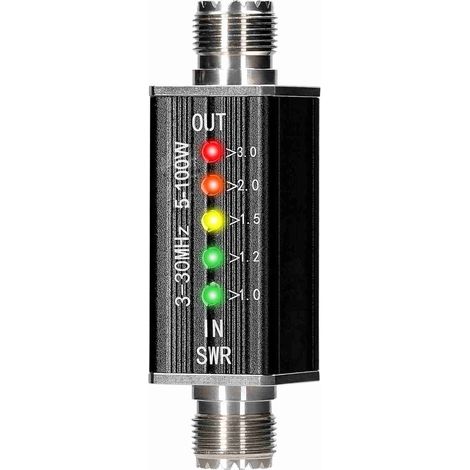 Compteur SWR LED, fréquence 3-30MHz, ondes courtes, indicateur d'ondes stationnaires pour la radiodiffusion télévisuelle (1/5)