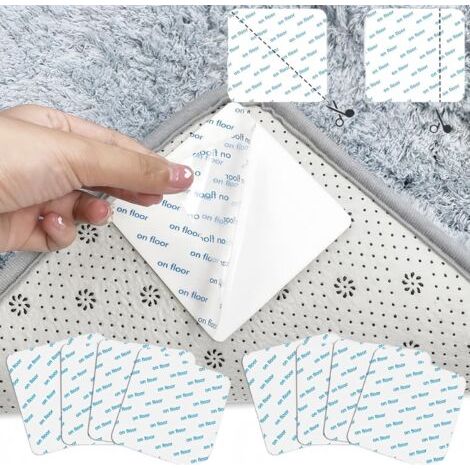 Anti Derapant Tapis, 8 Pièces Lavables et Réutilisables, Peut Être Divisé en 16 Triangles et 32 Tapis Antidérapant Tapis Rectangulaires, PU Imperméable, Forte Adsorption, Pas de Déformation (1/5)