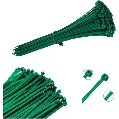 100 Attache Cable Universels VERT -3.6x200mm- Serre Cable et Collier de Serrage Plastique – Solution de Gestion de Câbles Efficace et Robuste - Attaches Cable Vert de Haute Qualité (1/5)