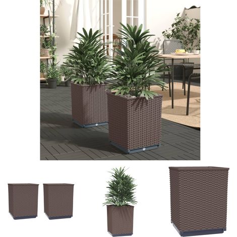 Terrassenanlagen - vidaXL Pflanzkübel 2 Stk. Braun 30x30x37 cm Polypropylen - Balkonanlagen (1/5)