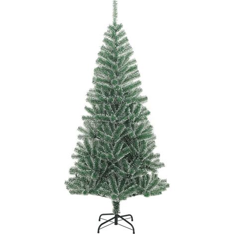 Sapin de Noël Arbre de Noël artificiel avec neige floquée vert 240 cm (1/5)