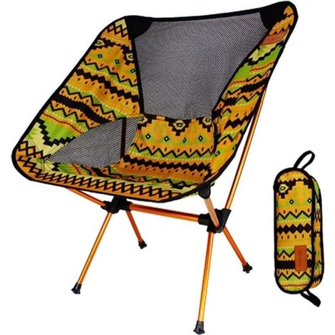 Chaise de camping ultralégère pliante pour randonnée en plein air,barbecue,siège de pique-nique (jaune) (1/5)