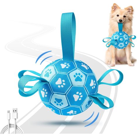 Jouets interactifs pour chiens, Ballon de foot pour chien pour le garder occupé, Ballons pour chiens durables, automatiquement mobiles et sauteurs avec sangles pour chiens petits/moyens/grands (1/5)