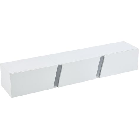 Mueble TV suspendido 180 x 35 x 30 cm con LED, 3 puertas, blanco brillo, hasta 75 pulgadas (1/5)