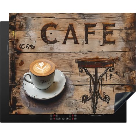 PROTECTION PLAQUE INDUCTION Café - Bois - Café - Etagères Cuisine Accessoire 65x52 cm