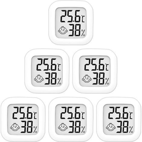 Juego de 6 termómetros e higrómetros de alta precisión para interiores (de 10 °C a 70 °C) - Para la habitación del bebé, sala de estar, oficina, invernadero. (1/5)