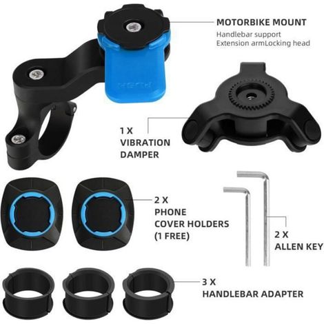 Support Téléphone Moto - Amortisseur De Chocs - Rotation 360° - Compatible 4,7 À 7,2 Pouces - Pour Guidon 22,2 À 28,6 Mm - 1 Pièce (1/4)