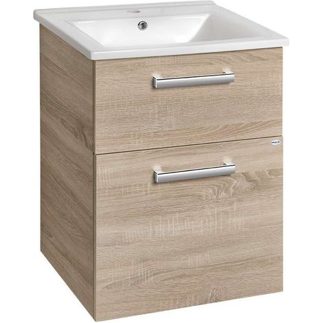 Aqualine Vega - Waschtischunterschrank 52x73x44 cm, 2 Schubladen, Eiche platin VG853