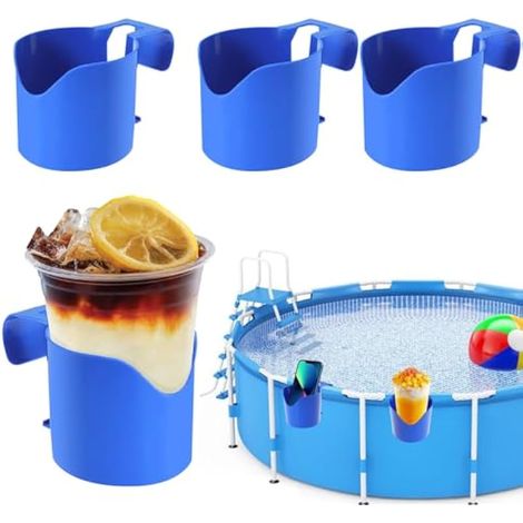 4 Pièces Porte-Gobelets pour Piscine, Accessoires Piscine Porte-Gobelets de Piscine en Plastique, Support bière, Porte-Boissons Détachable pour Boissons, Téléphones Portables, Clés (1/4)