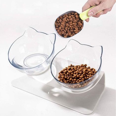 Bol Orthopédique Anti-vomissements pour Animaux de Compagnie avec Support Surélevé,Mangeoire pour Chat à Double Bol, Plate-Forme Iinclinée à 15 °, Parfait pour Les Chats et Les Petits Chiens (1/5)