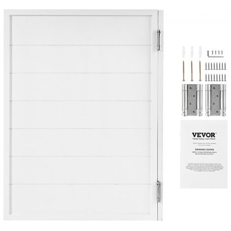 Porte Battante, 805x28x1060 mm, Porte Saloon Simple en Bois de Pin avec Charnières, Quincaillerie, Facile à Installer, pour Intérieur, Couloir de Maison, Cuisine, Bar, Café, Entrée de Pub, Blanc (1/3)