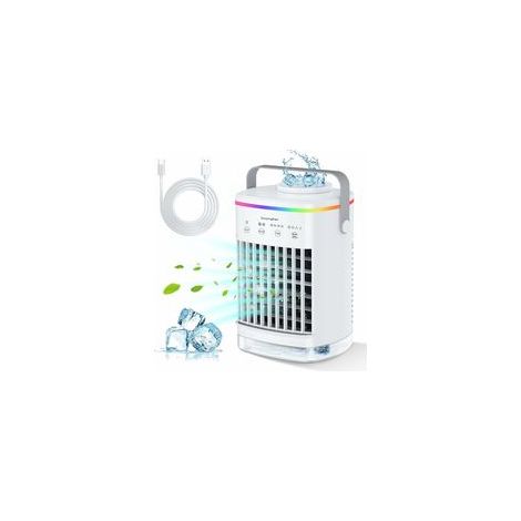 Rafraîchisseur d'air mobile 700 ml – 4 vitesses – Autonomie 5h – Ventilateur USB pour espaces personnels – Bac à glaçons inclus (1/5)