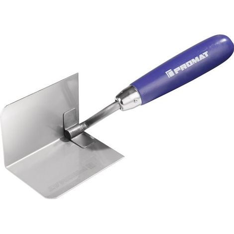 Truelle d'angle intérieur largeur 60 mm inoxydable, manche de bois de hêtre acier inoxydable