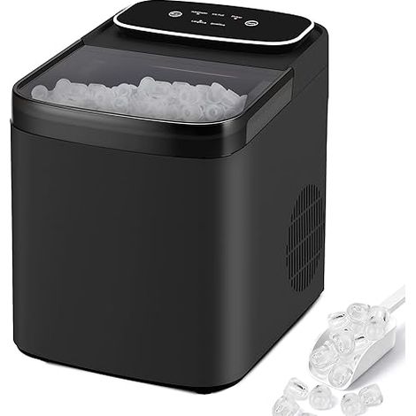 GBLY Macchina Ghiaccio Compatta Silenziosa Veloce 9 Cubi 6 Min 2 Misure 14kg 24h Autopulente Grigio Nero