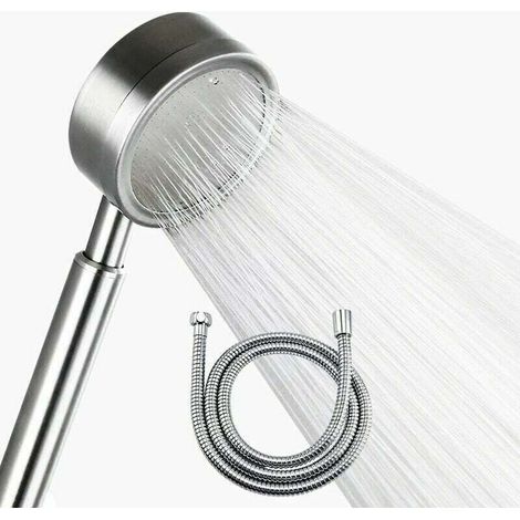 Druckbrausekopf aus Edelstahl 304 und 1,5 m Schlauch, wassersparender Brausekopf, Badezimmer-Duschkopf (Brausekopf + 1,5 m Schlauch) (1/4)