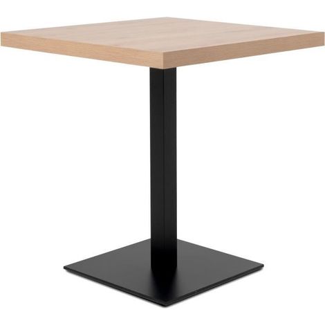 Table de salle à manger carrée 4 personnes – Mélaminé chêne et noir – Dimensions L70 x H75 x P70 cm – Design industriel élégant (1/4)