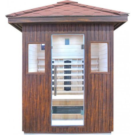 Sauna infrarossi da esterno con tegole canadesi, full optional 153x110x250cm Relpunt Nasha