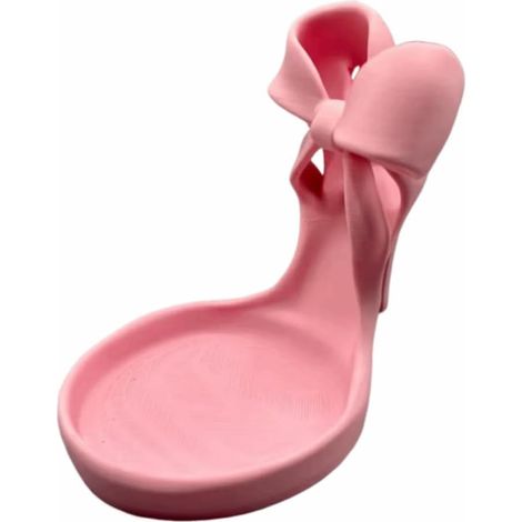 Présentoir à bijoux pour colliers, bracelets, bagues, bijoux, talons hauts, imprimé 3D, élégant plateau à bijoux en forme de chaussure avec nœud (rose) (1/5)